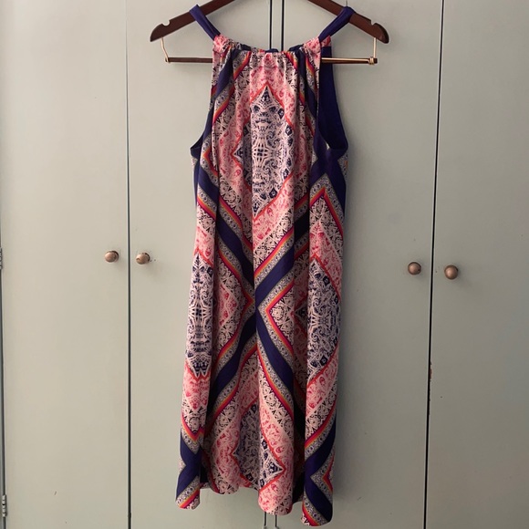 TRINA TURK graphic print dress fully lined royal blue sz 6 - Picture 6 of 13